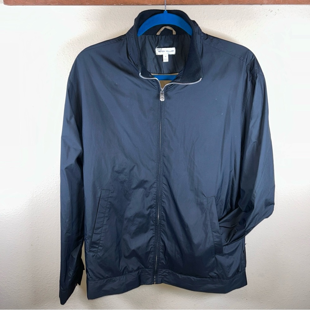 Peter Millar Hartford Windbreaker Jacket Men M Black Long Sleeve Zip-Up MC0Z115